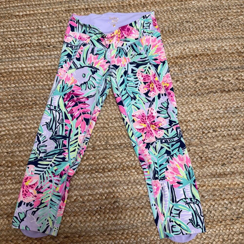 Lilly Pulitzer Luxletic Capri Leggings Floral Print UPF Activewear Sz S - Picture 2 of 7